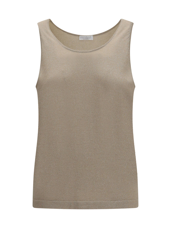 Brunello Cucinelli 51% Cashmere; 22% Silk; 20% Polyamide; 7% Polyester tank top in brown