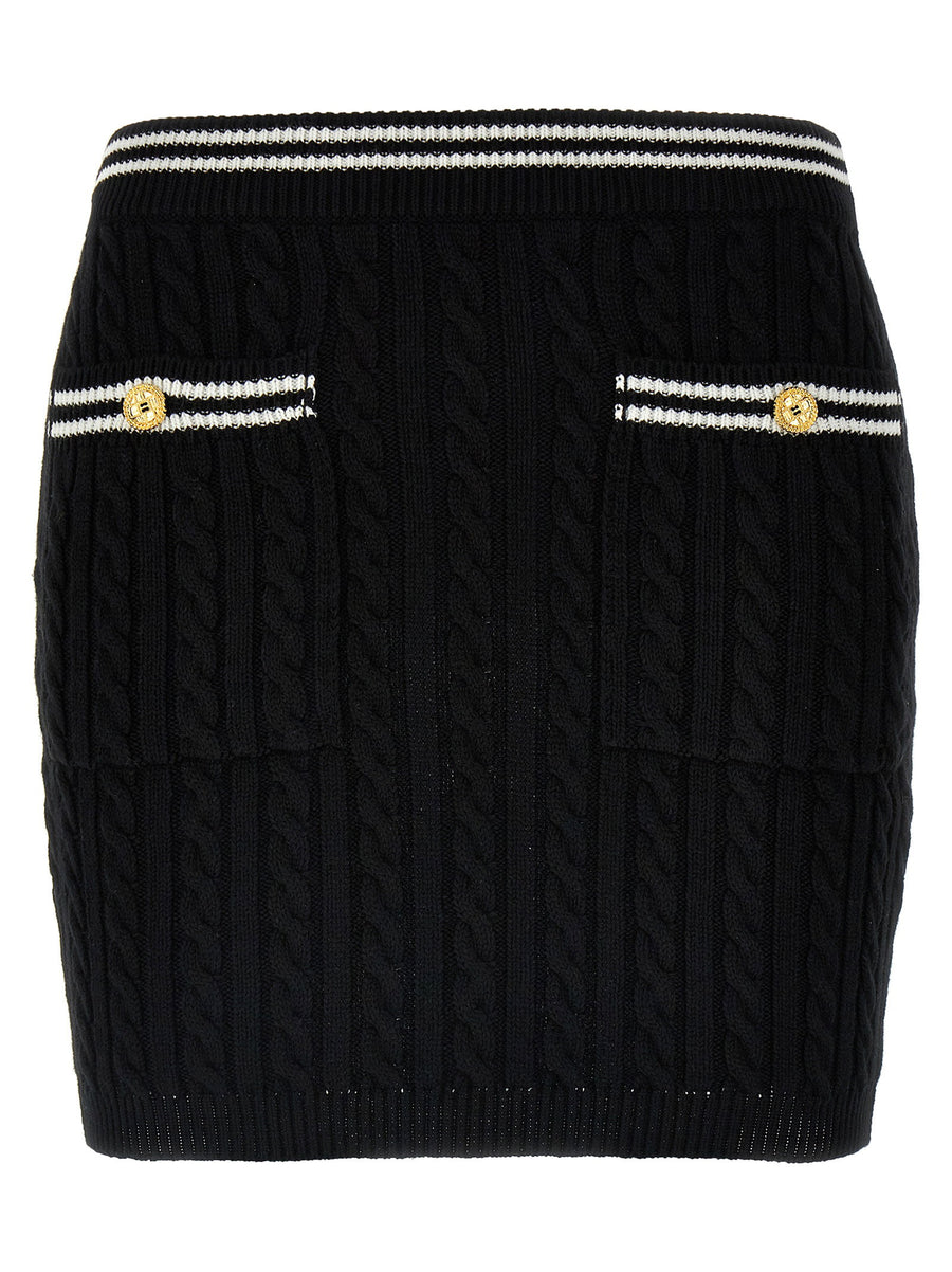 Alessandra Rich Braided Cotton Mini Skirt — Black