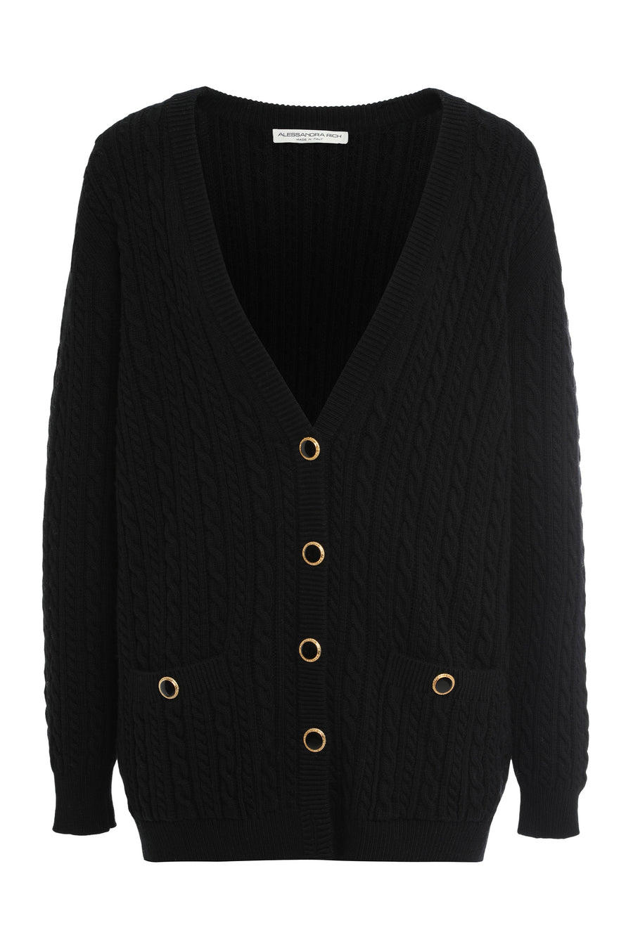Black Cable Knit Cardigan Wool Cardigans