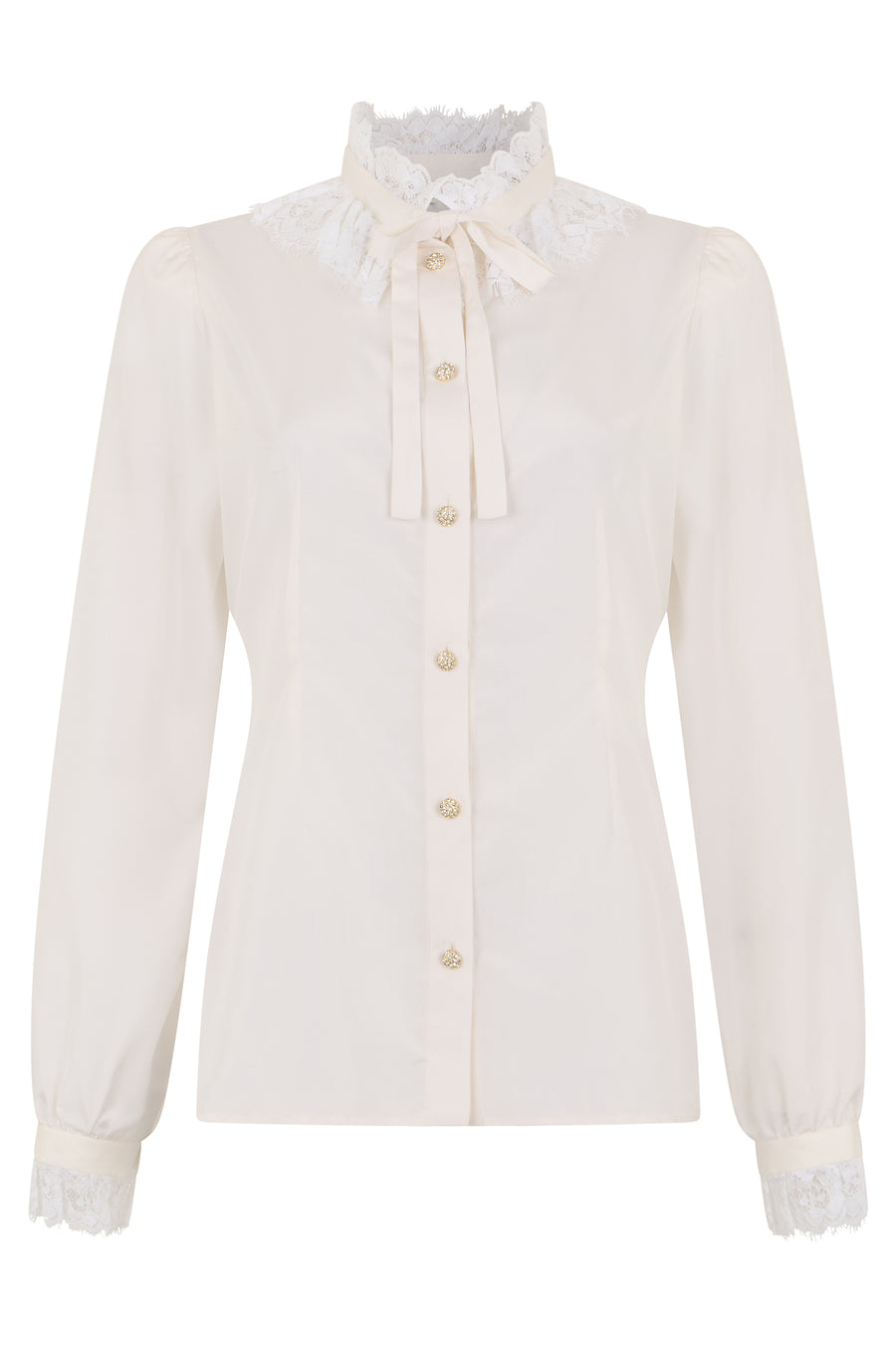 Shirt With Lace, Cotton, White