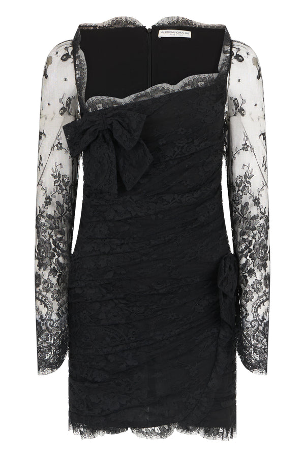 Mini Lace Dress Black Cotton