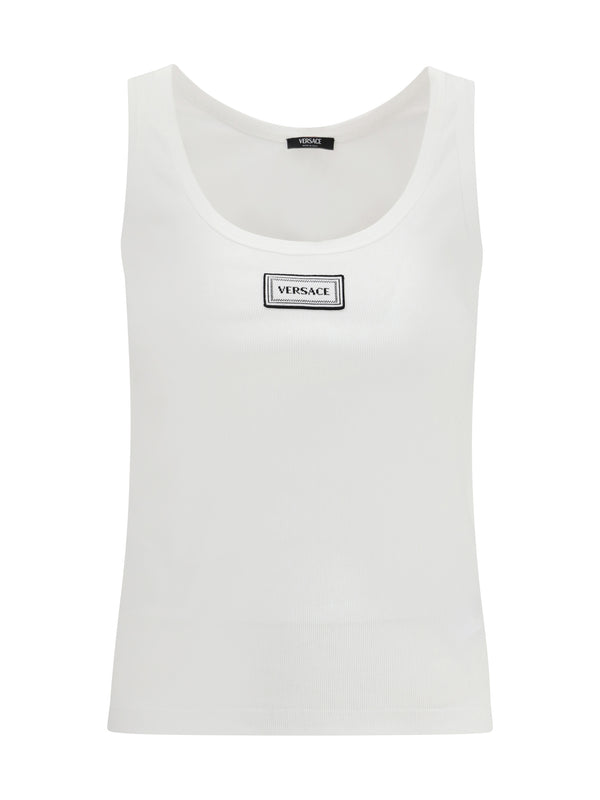 Versace 93% Cotton tank top in white