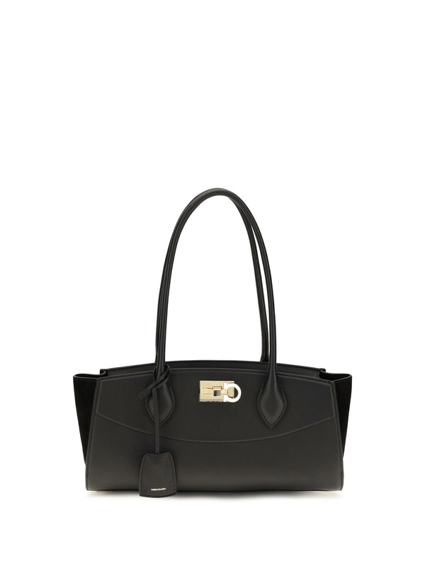 Ferragamo 100% Calf Leather Bos Taurus shoulder bag in black
