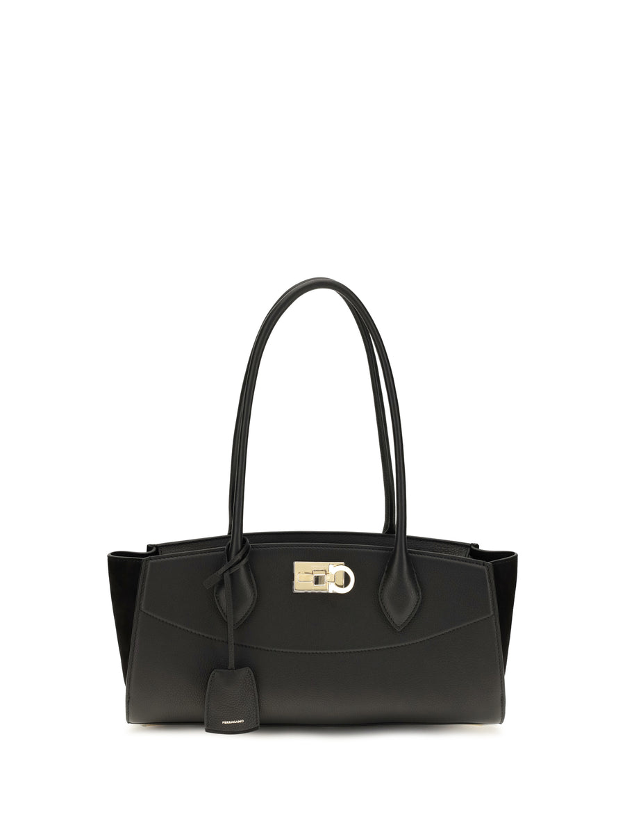 Ferragamo 100% Calf Leather Bos Taurus shoulder bag in black