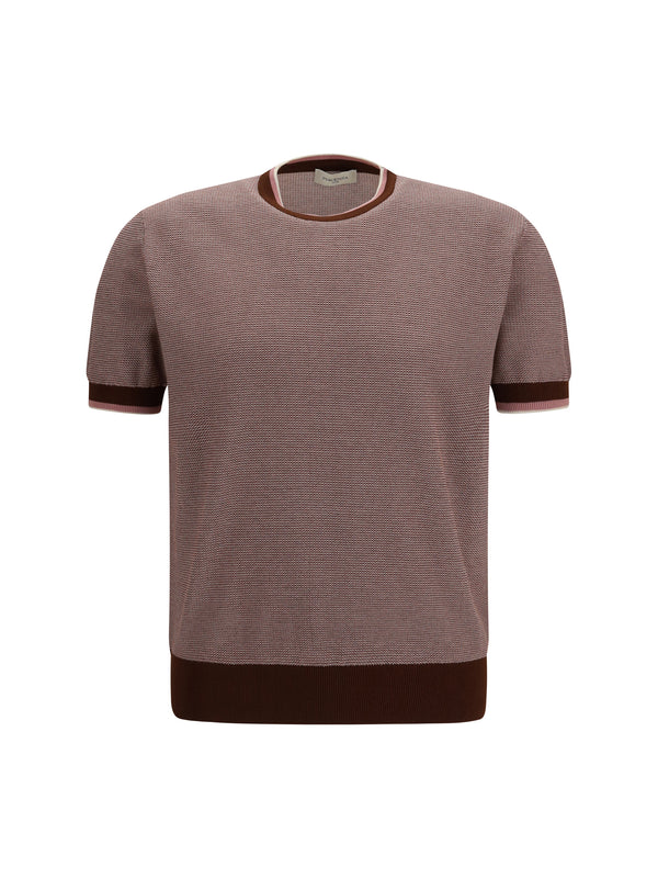 Short-Sleeve Cotton Polo Marrone Rosa Shirts