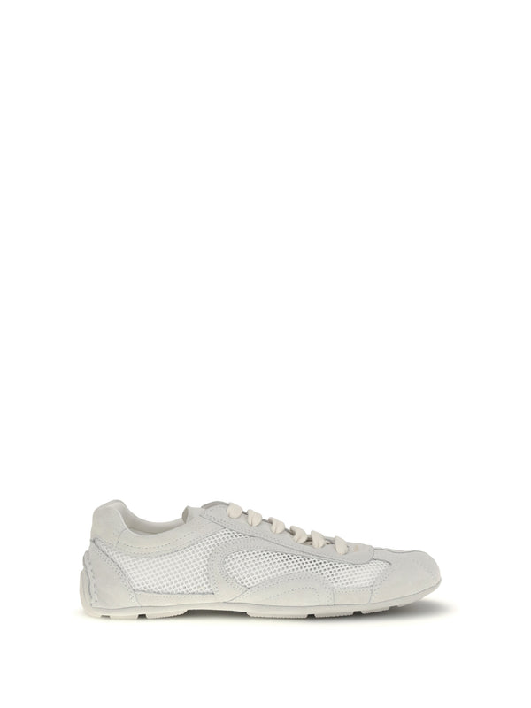 Prada 50% Mesh; 50% Calf Leather sneaker in white