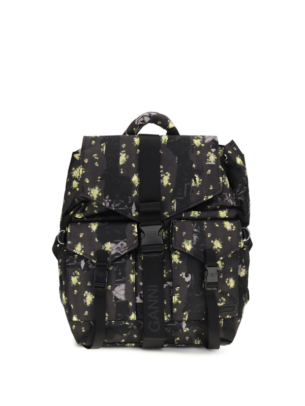 Ganni 100% recycled polyamide backpack in black
