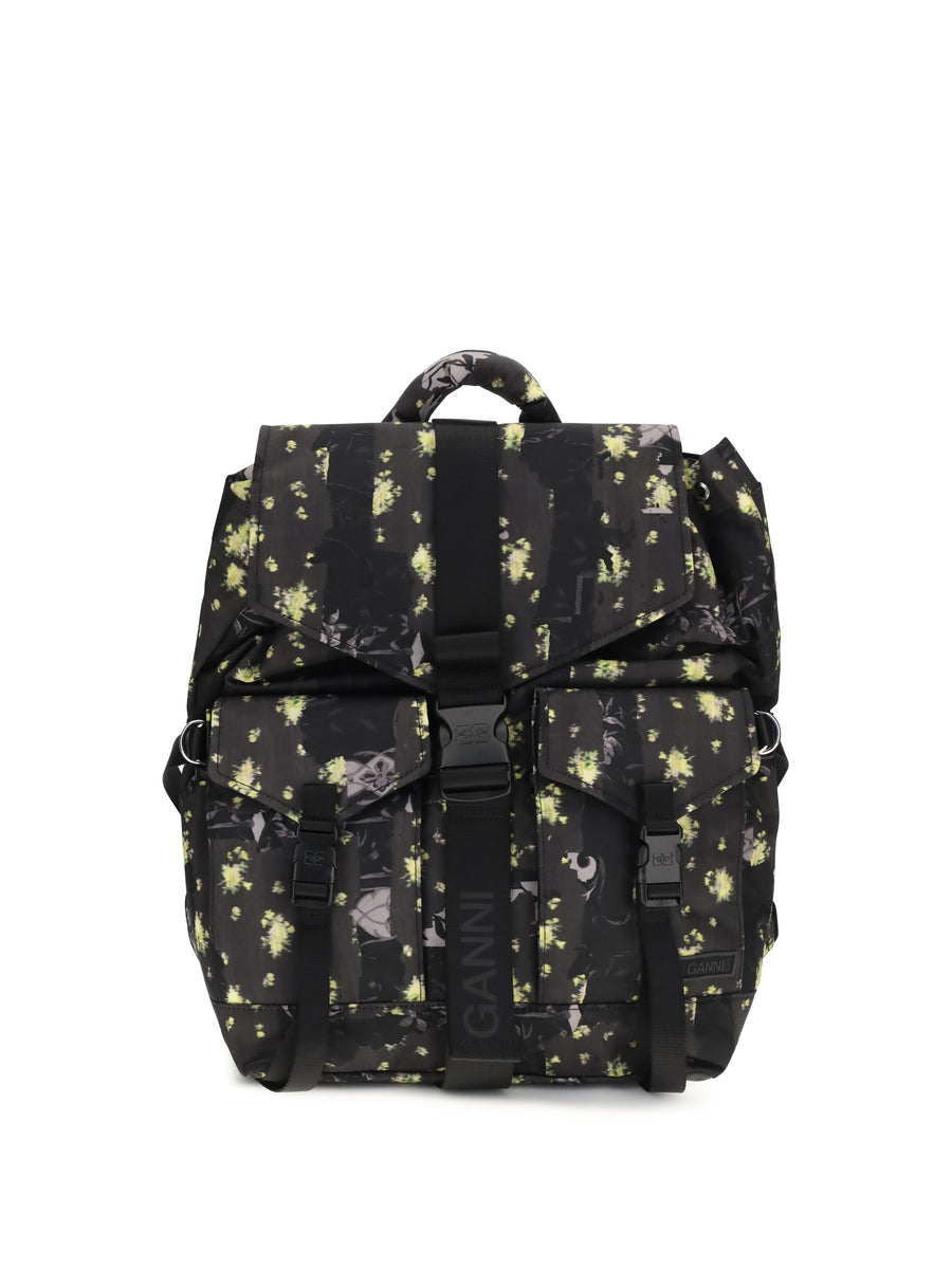 Ganni 100% recycled polyamide backpack in black