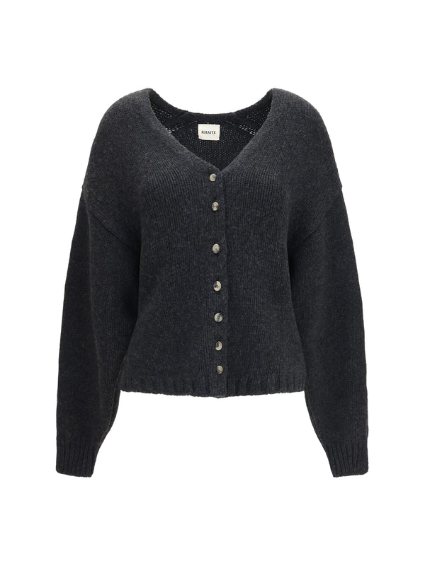 Khaite 100% Cashmere cardigan in charcoal