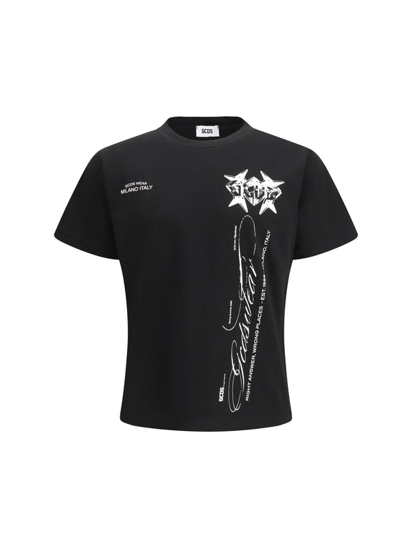 GCDS 100% cotton t-shirt in black