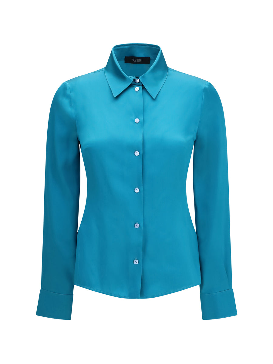 Gucci 100% silk shirt in blue