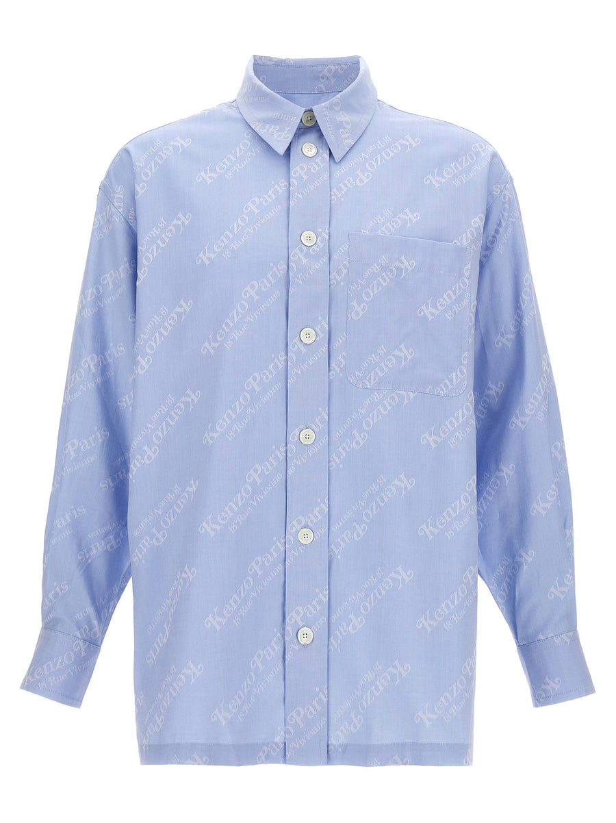 Kenzo Logo-Embroidered Cotton Shirt — Lavender