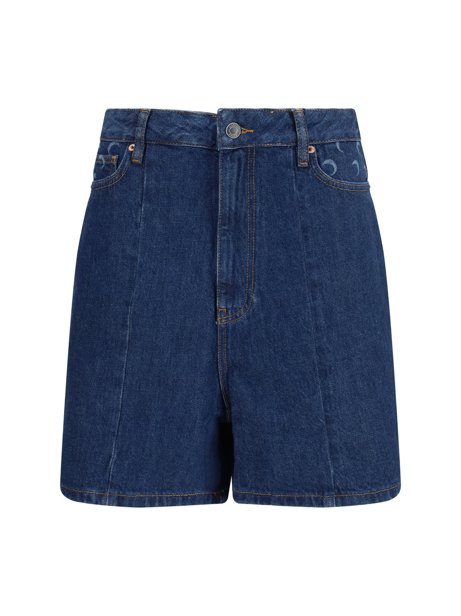 Marine Serre 100% Cotton bermuda shorts in navy