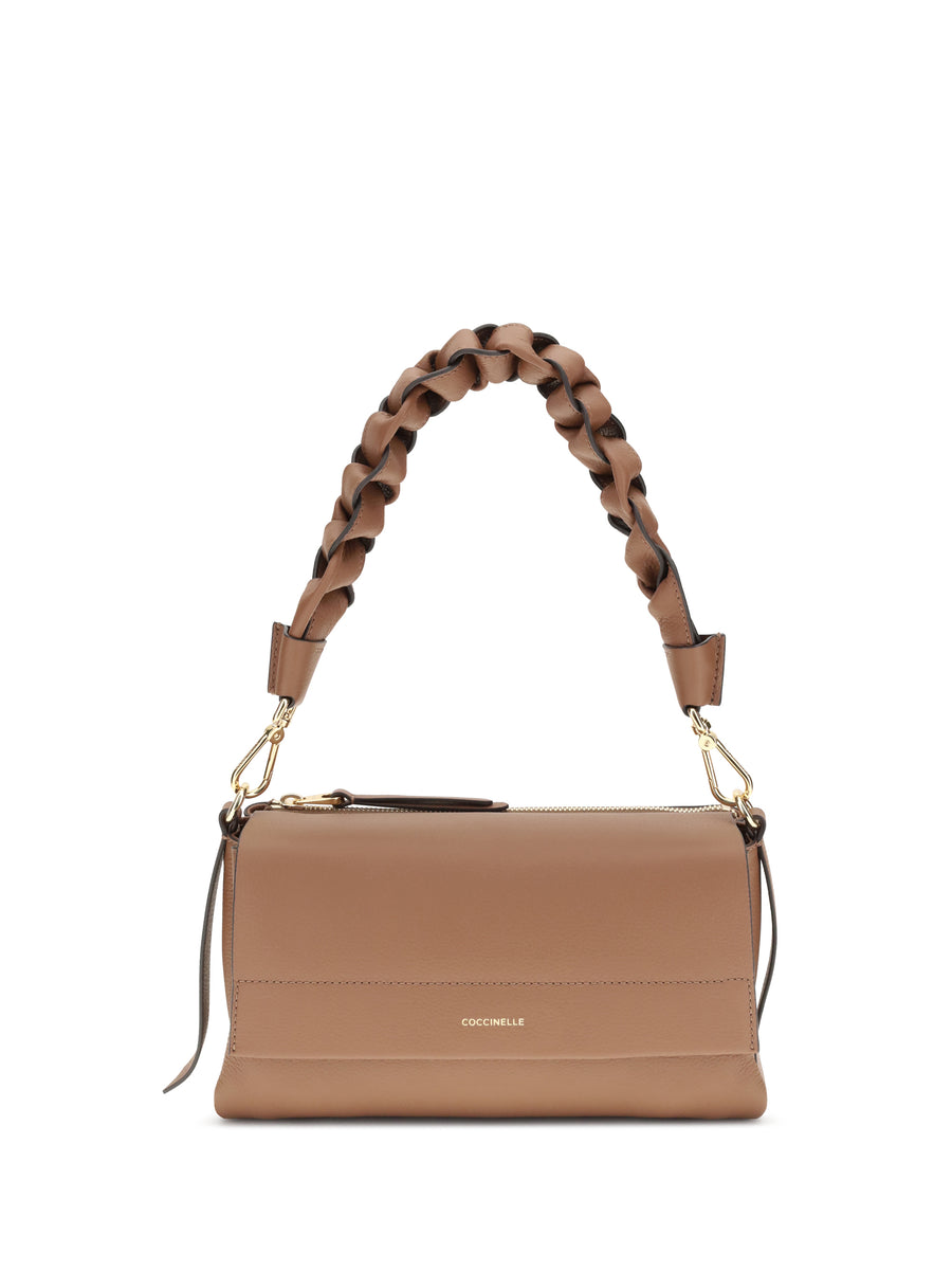 Coccinelle 100% Calf Leather Bos Taurus shoulder bag in cognac