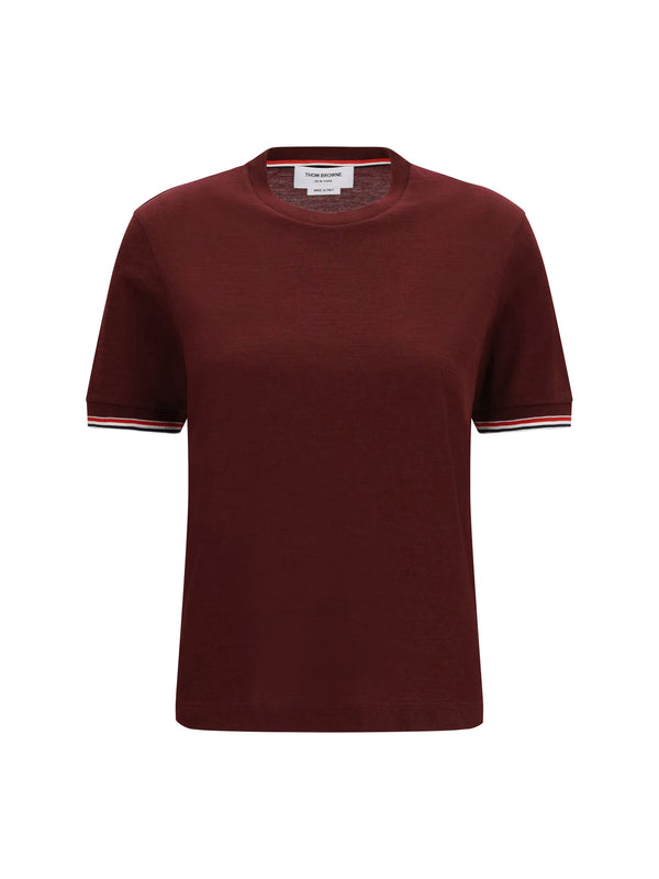 Thom Browne 96% Merino wool t-shirt in burgundy