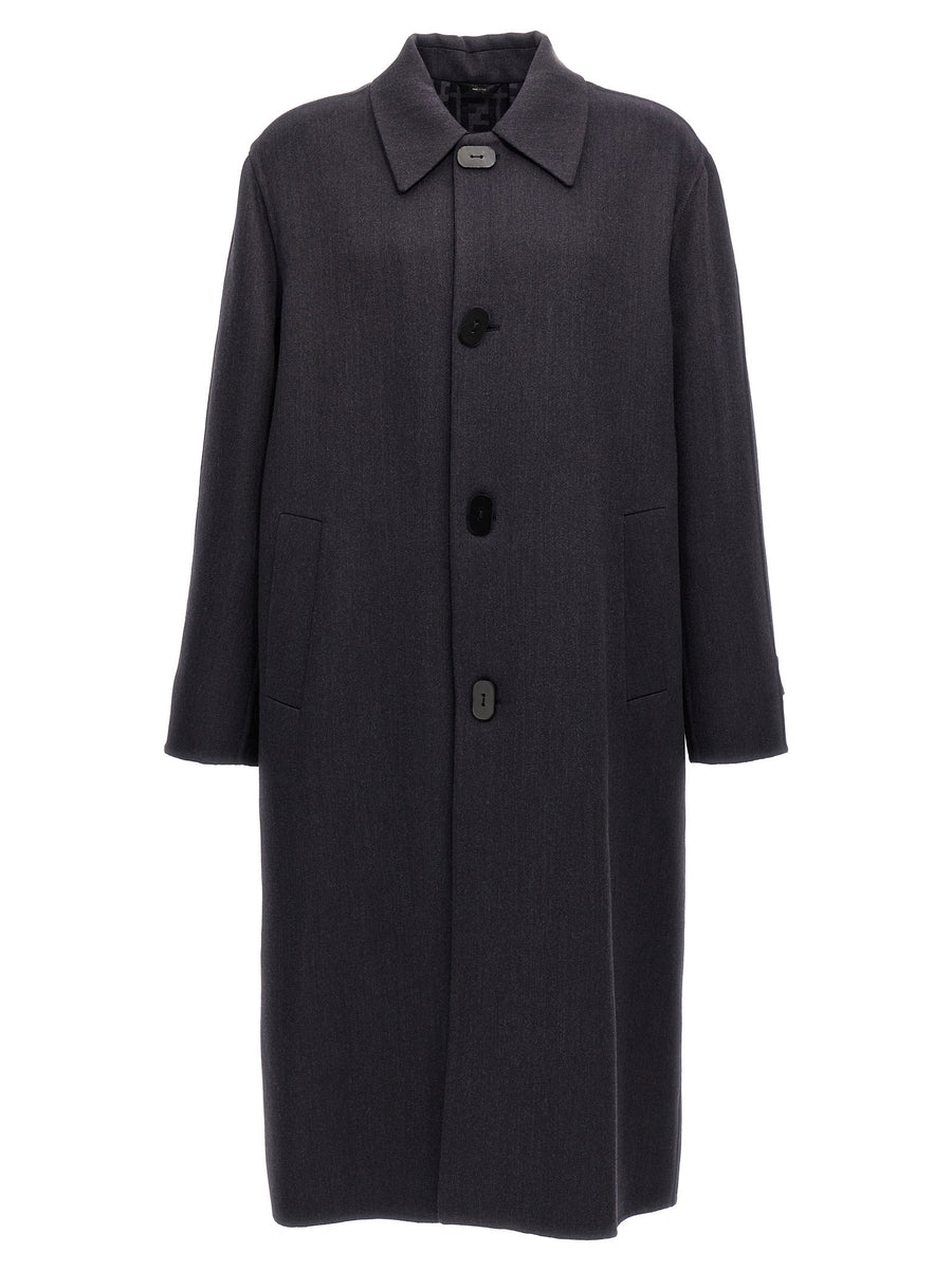 Fendi Double Wool Coat — Charcoal