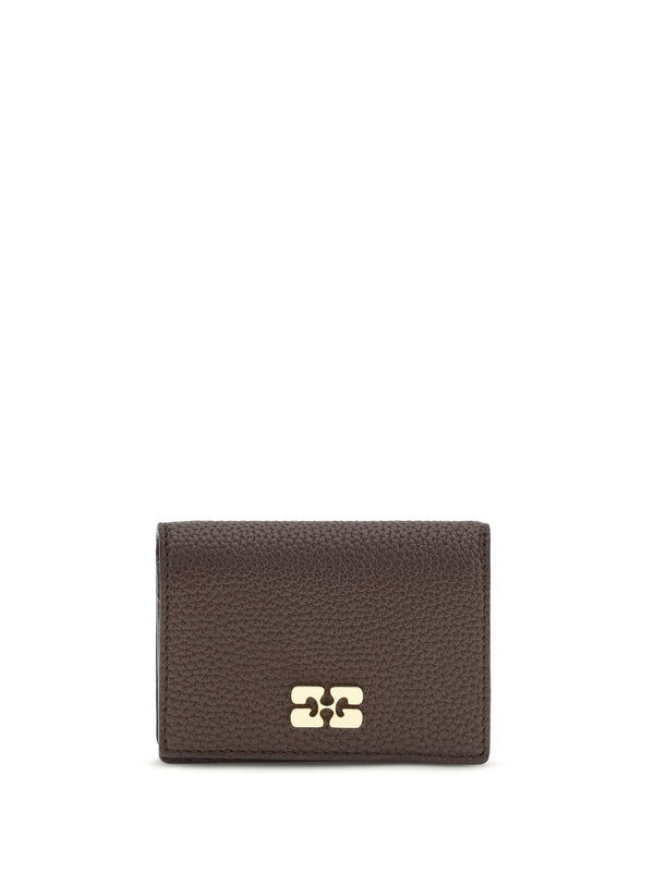 Ganni 52% recycled polyester card holder in brown
