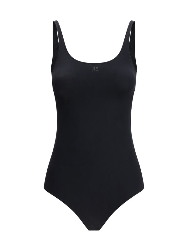 CourrèGes 78% polyamide one-piece swimsuit in black