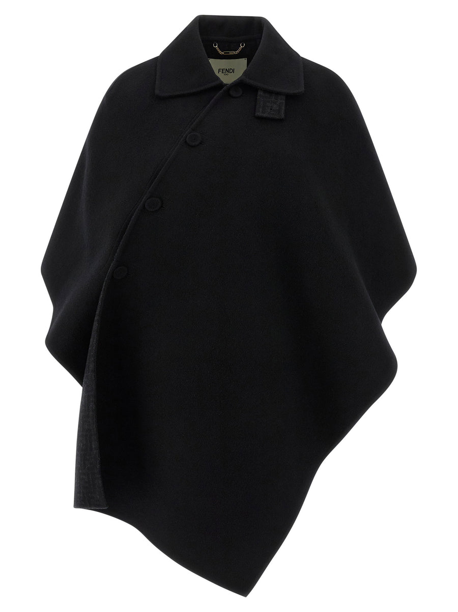 Fendi Double Wool Cape — Black