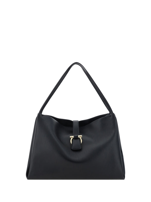 Ferragamo 100% Calf Leather Bos Taurus shoulder bag in black