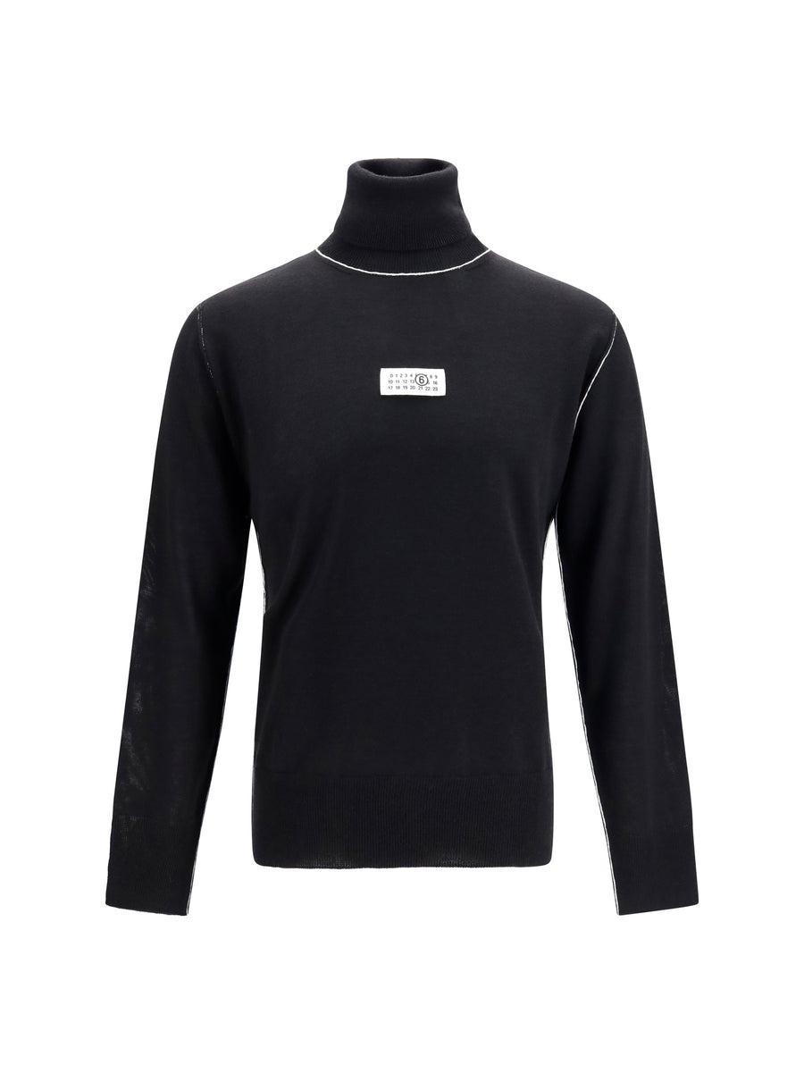 MM6 Maison Margiela 70% Merino wool turtleneck sweater in black