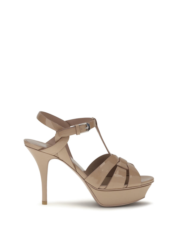 Saint Laurent Upper: 100% calf leather; Sole: 100% calf leather heel sandal in beige