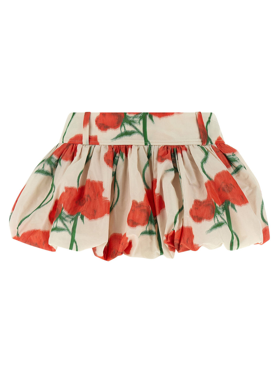 Kenzo Floral Taffeta Skirt — Cream