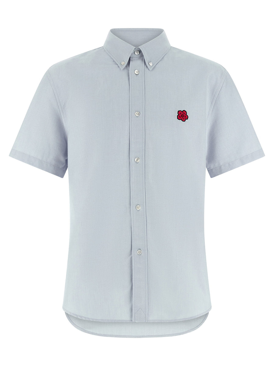 Kenzo Boke Flower Crest Oxford Shirt — Light blue