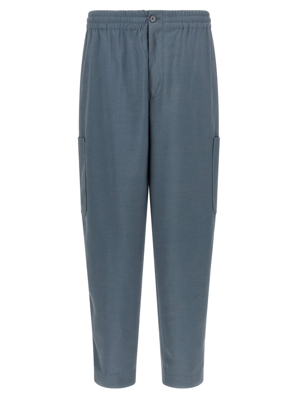Kenzo Viscose-Wool Blend Cargo Pants — slate gray