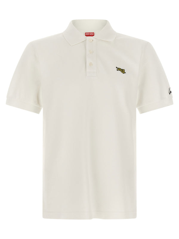 Kenzo Embroidered Tiger Logo Polo — White