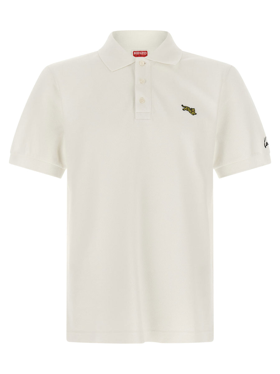 Kenzo Embroidered Tiger Logo Polo — White