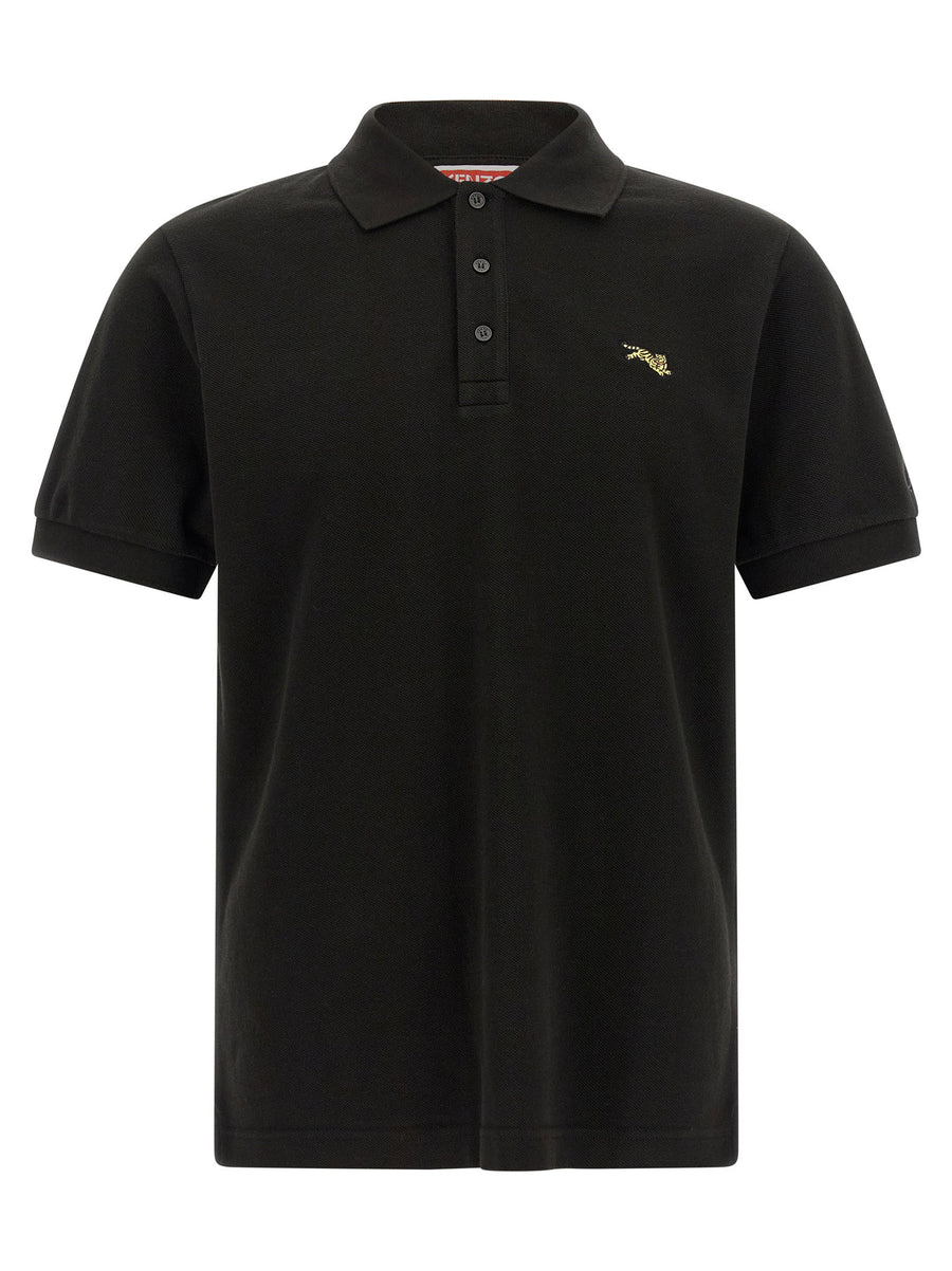 Kenzo Embroidered Tiger Logo Polo — Black