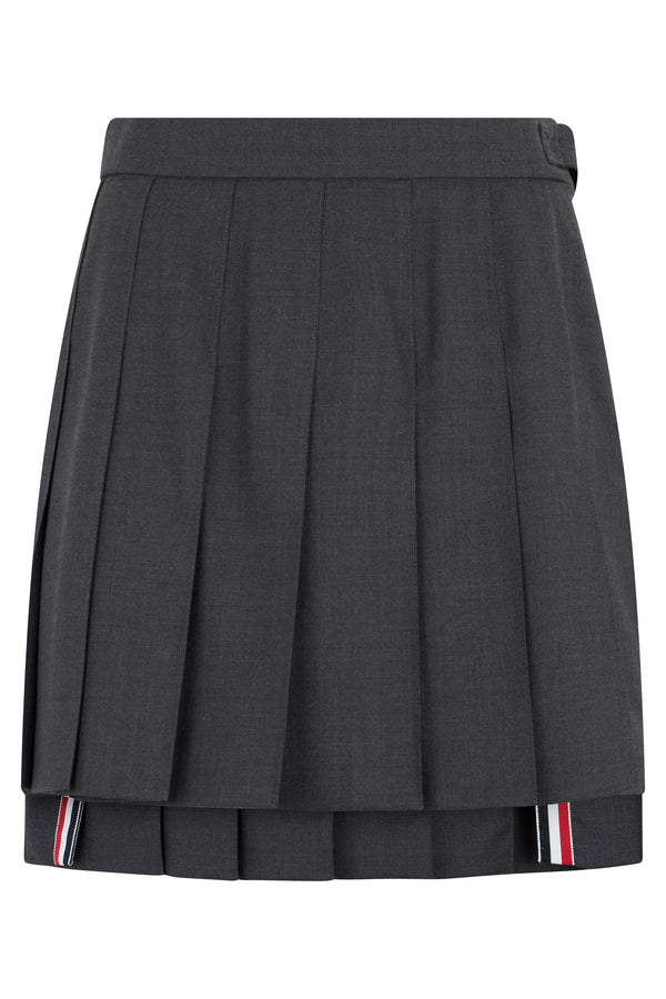 Pleated Mini Skirt Dark Grey Wool