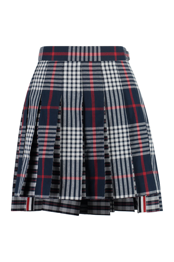 Pleated Check Mini Skirt Cotton