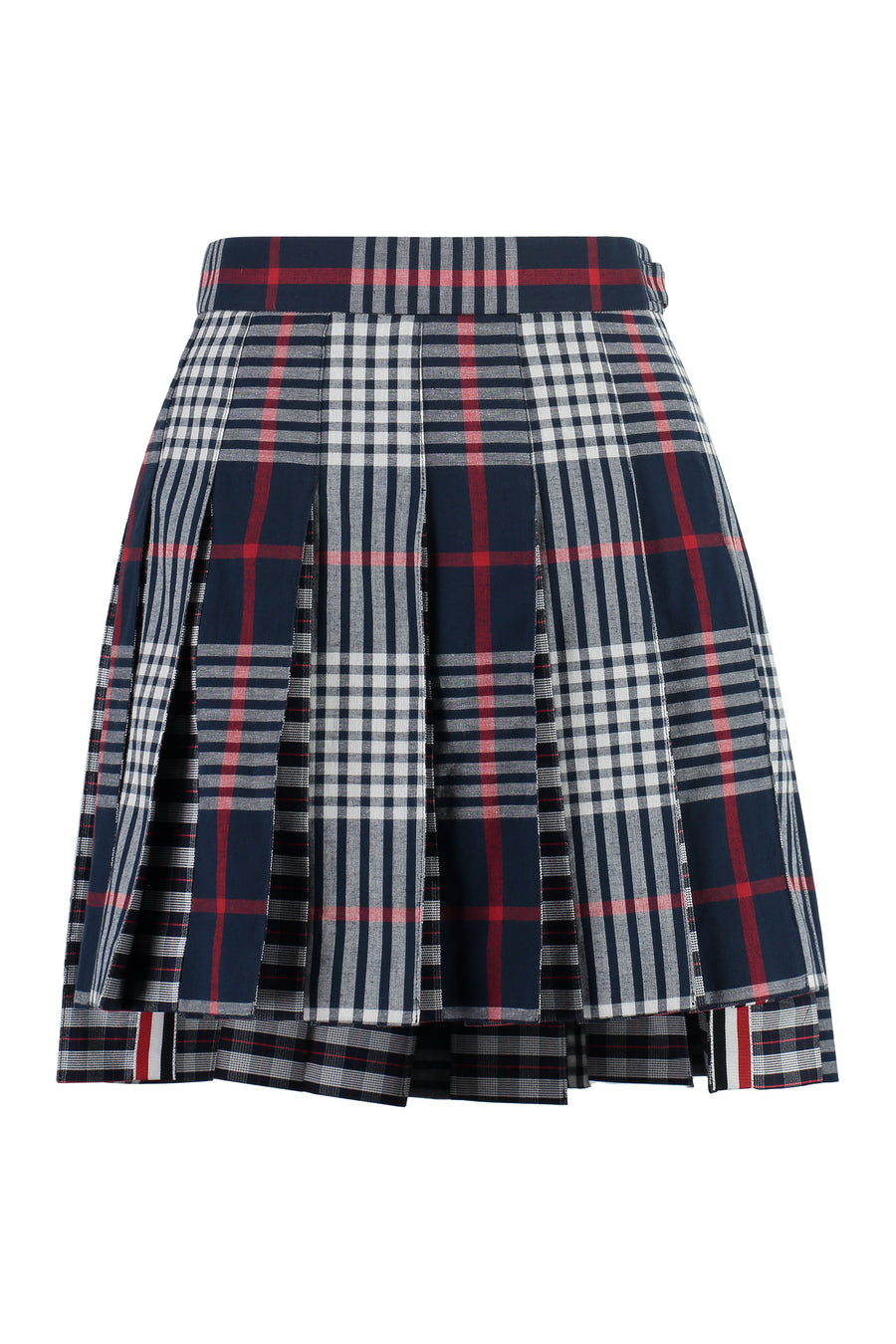 Pleated Check Mini Skirt Cotton