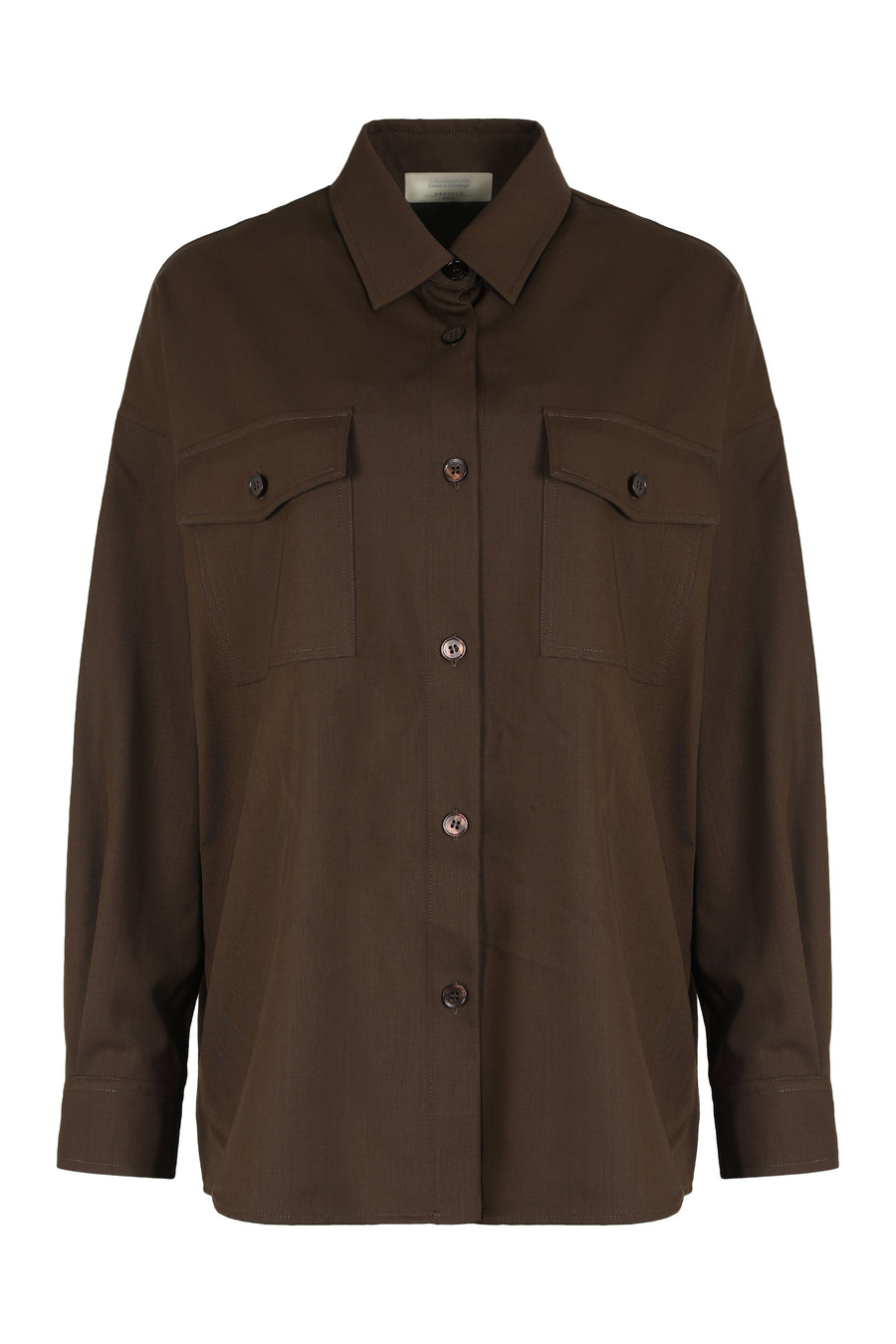 Linen Shirt Brown Virgin Wool