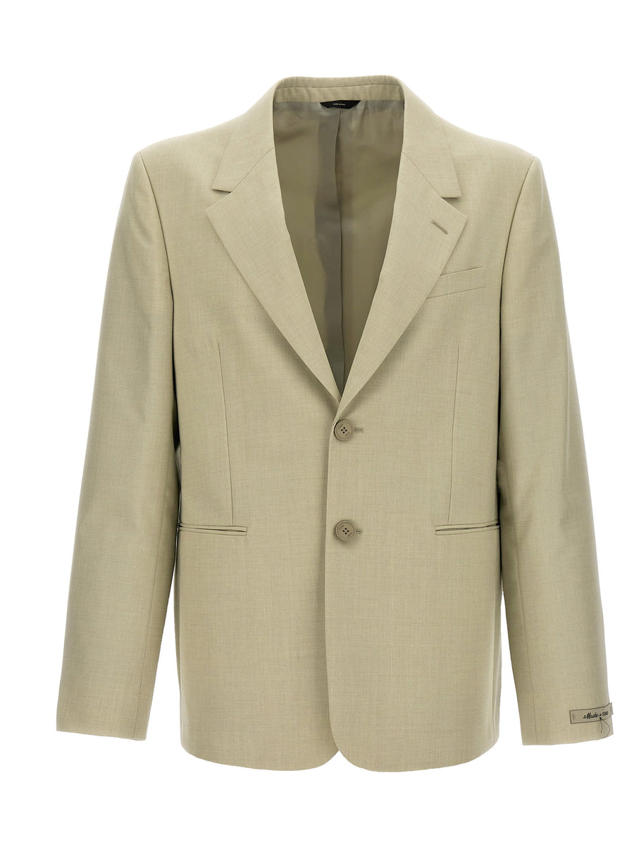 Fendi Single-Breasted Wool Blazer — Beige