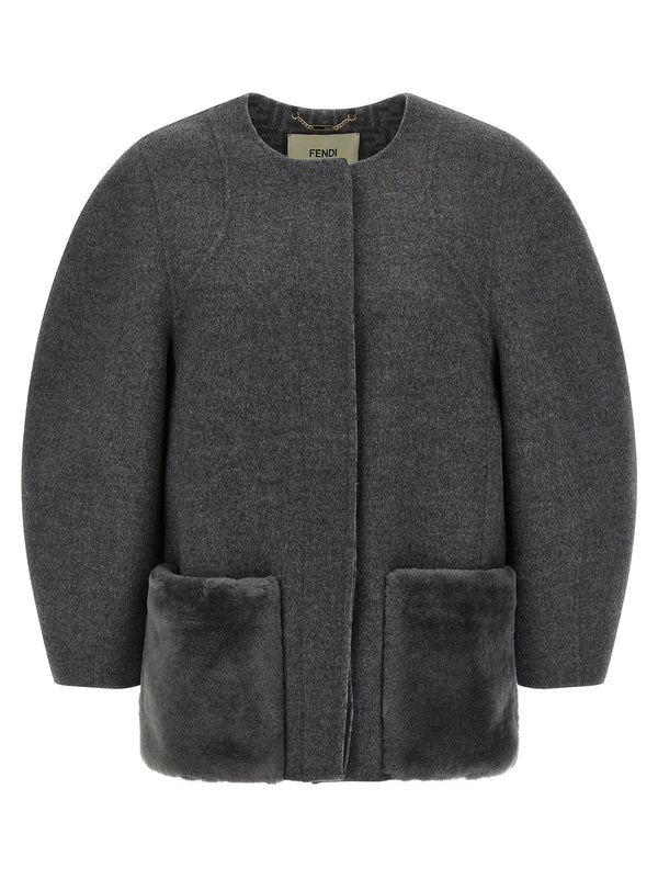 Fendi معطف — رمادي