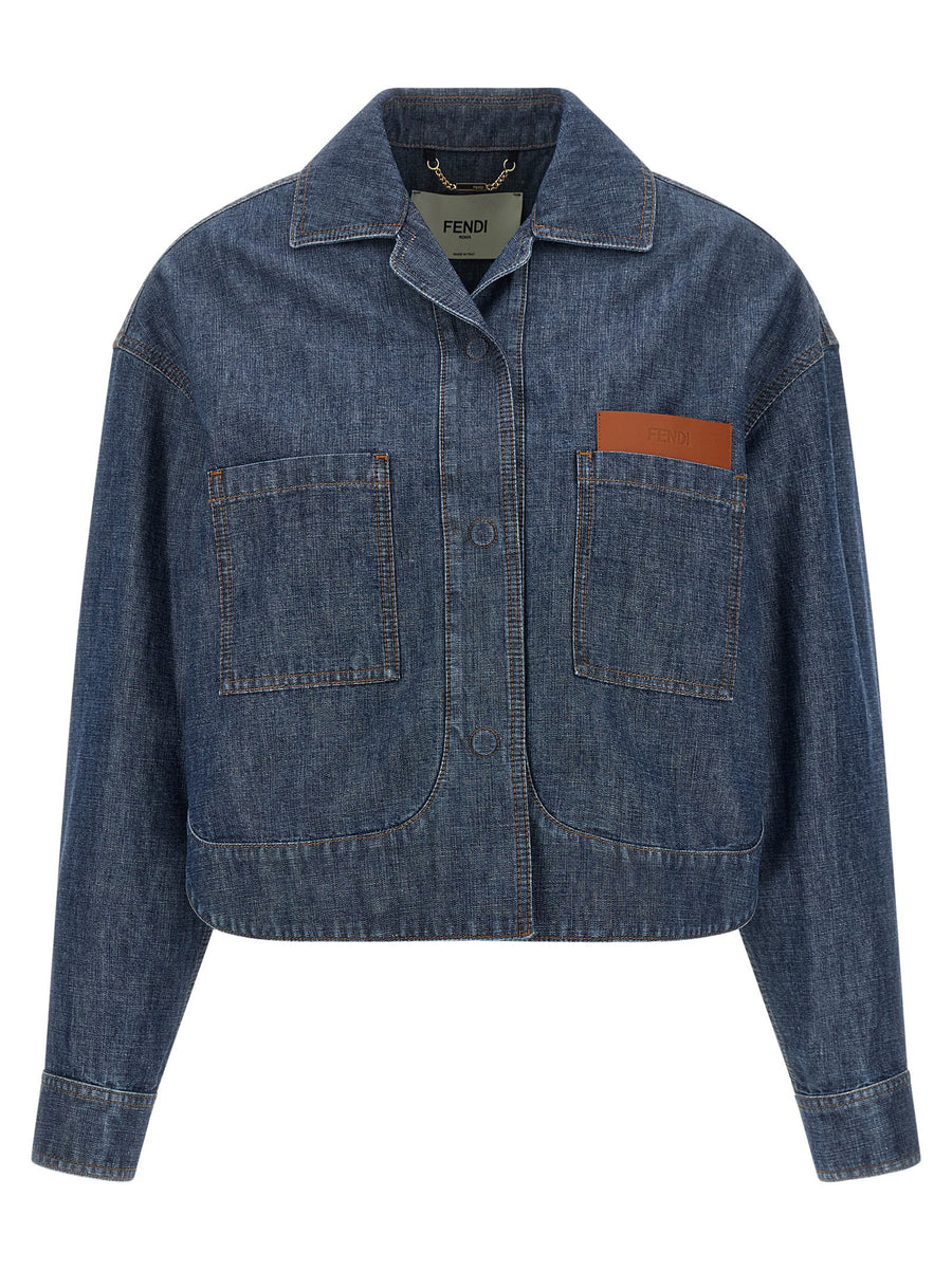 Fendi Chambray Denim Jacket — Navy