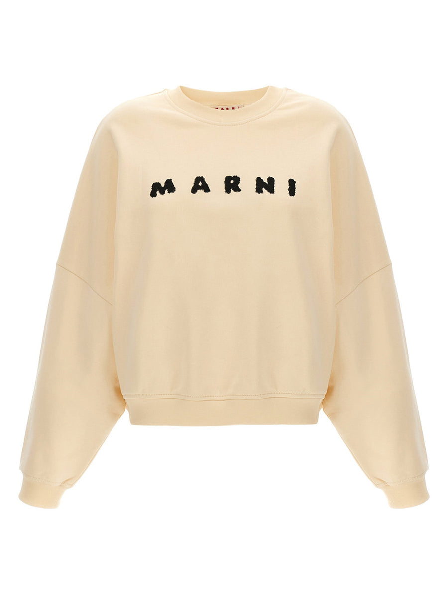 Marni Logo-Embroidered Sweatshirt — Cream