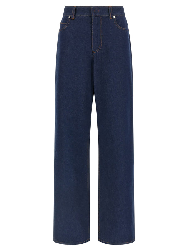 Fendi FF Reverse Cotton Denim Jeans — Navy