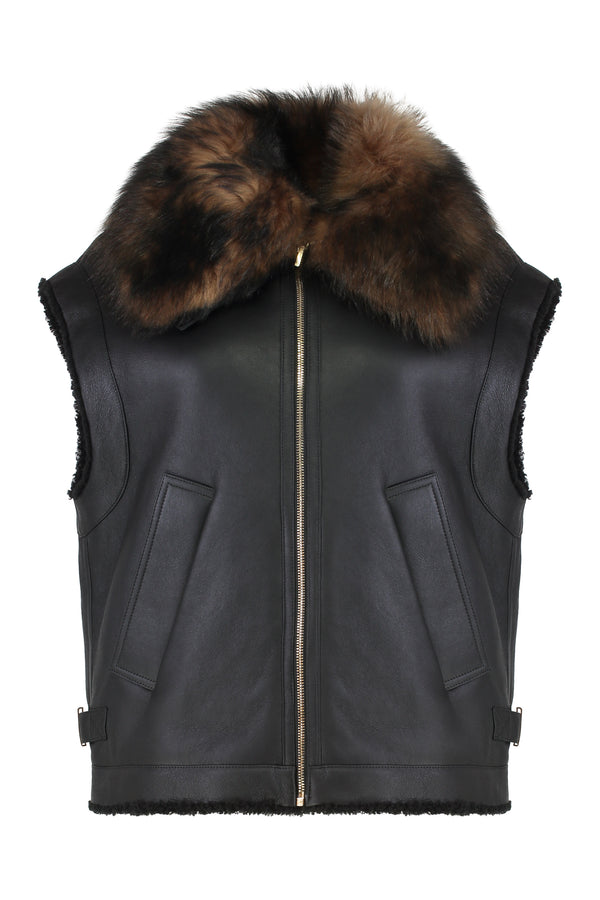 Sheepskin Gilet Black Nappa Lamb Leather Shearling Jackets