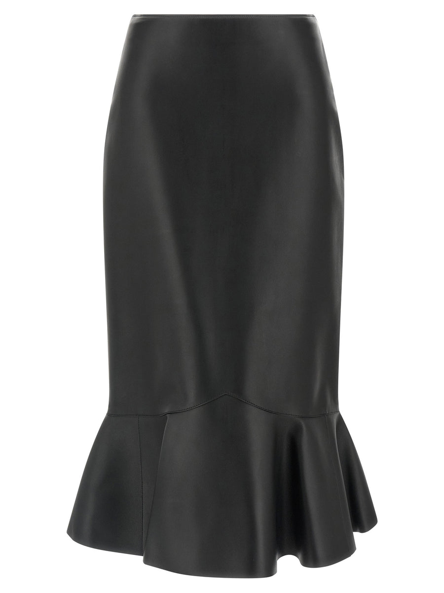 Fendi Nappa Peplum Skirt — Black