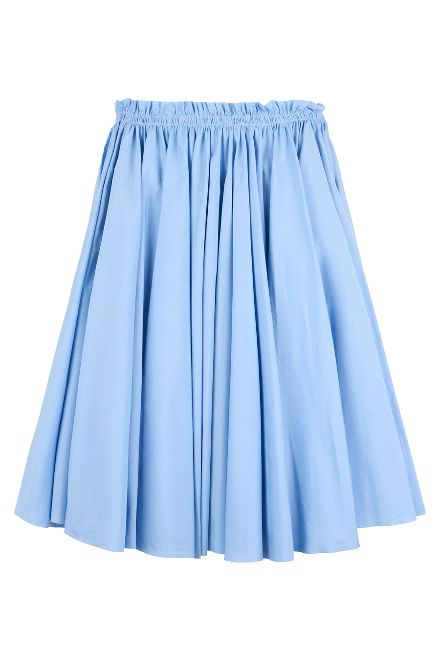 Pleated Cotton Skirt Light Blue