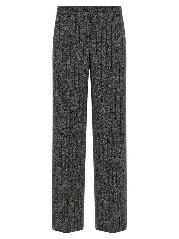 Dolce & Gabbana Striped Wool Trousers — Charcoal