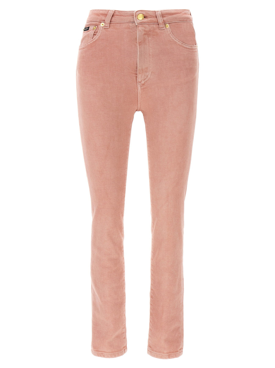 Dolce & Gabbana Garment-Dyed Stretch Denim Jeans — Rose