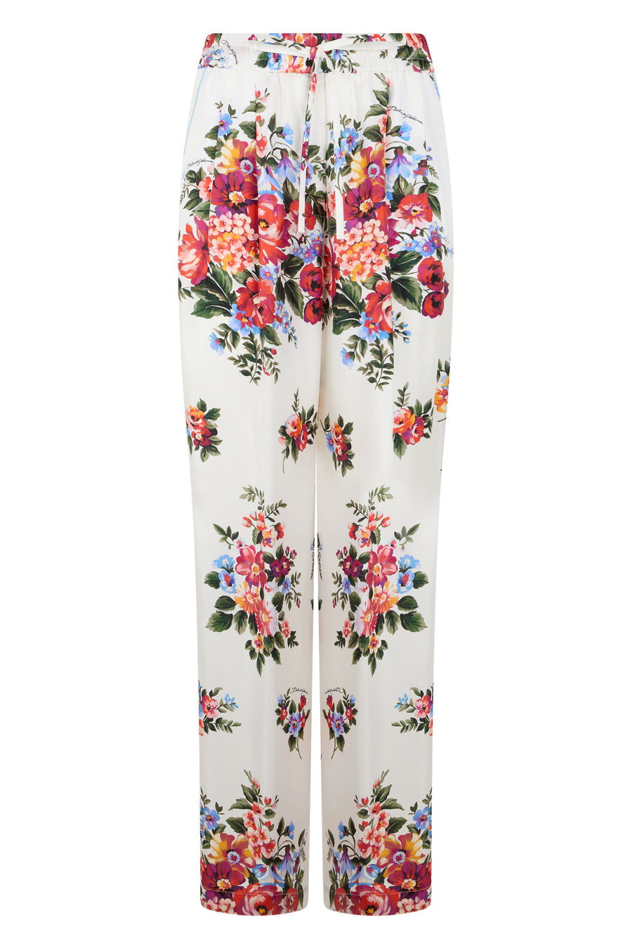 Wide-Leg Silk Trousers White