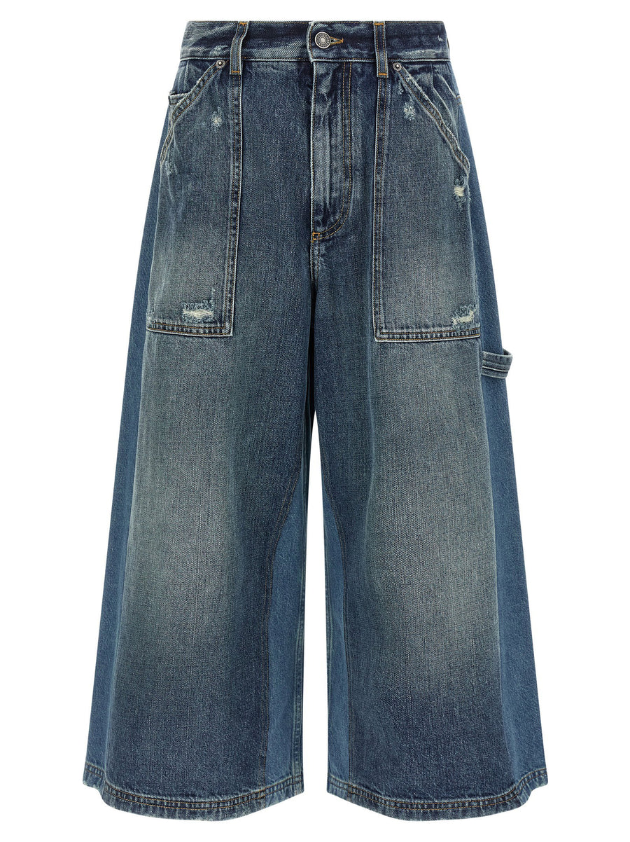 Dolce & Gabbana Patchwork Denim Bermuda Shorts — Blue