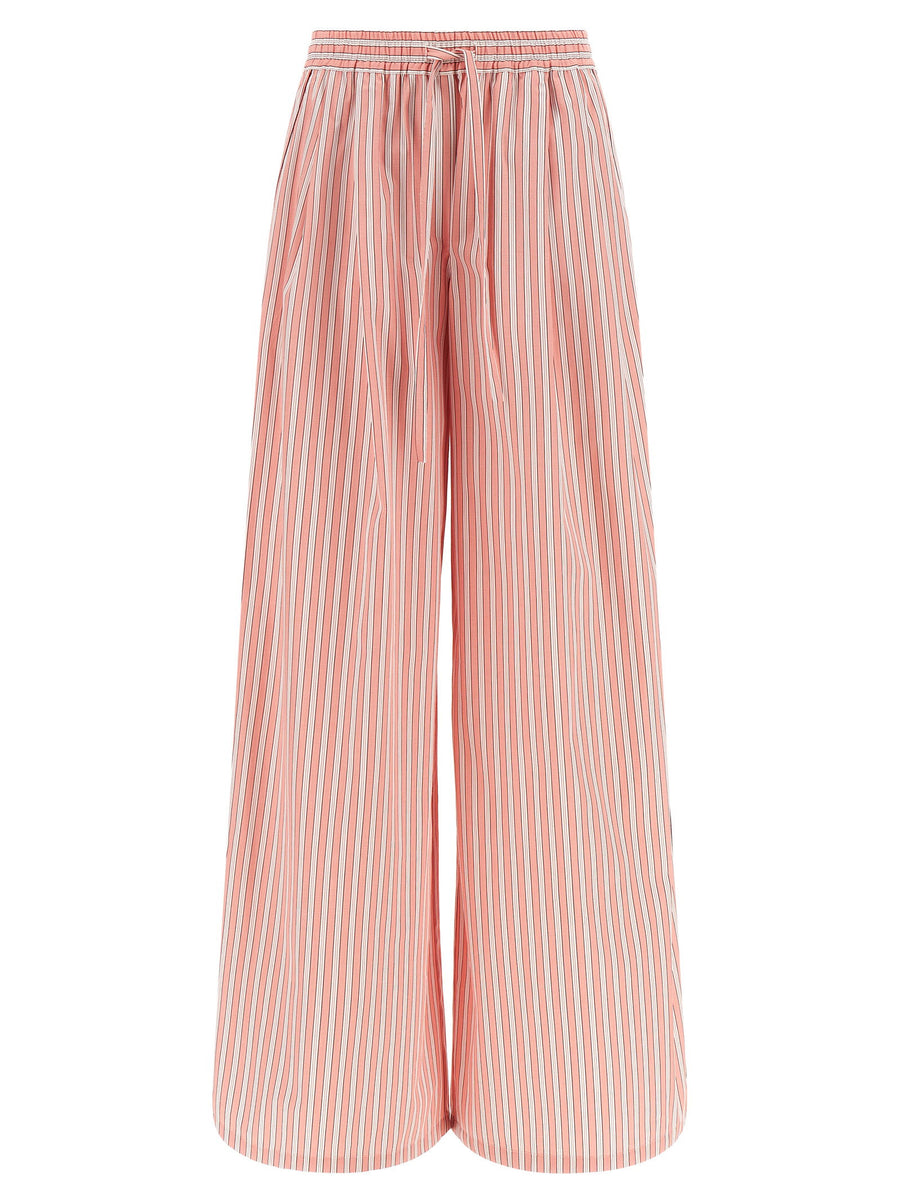 Dolce & Gabbana Striped Cotton-Silk Poplin Trousers — Coral