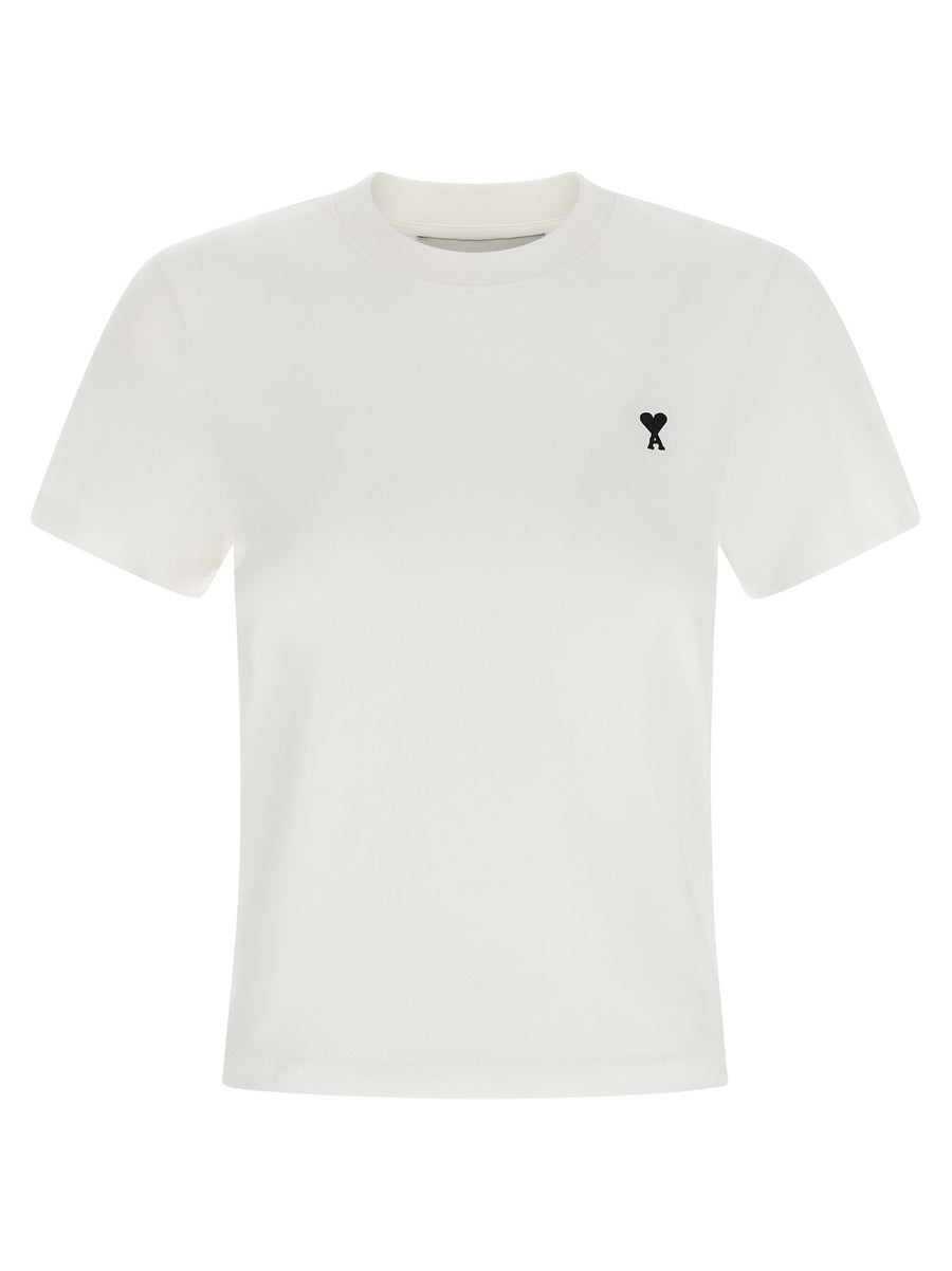 Ami Paris Logo-Embroidered Cotton T-shirt — White